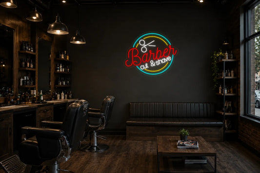 Neón Barbería corte y afeitado - barber cut and shave - peluqueria_1