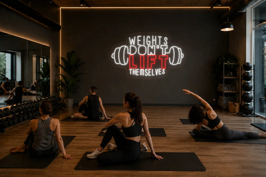 Neón Las pesas no se levantan solas - weights dont lift themselves - gimnasio_1