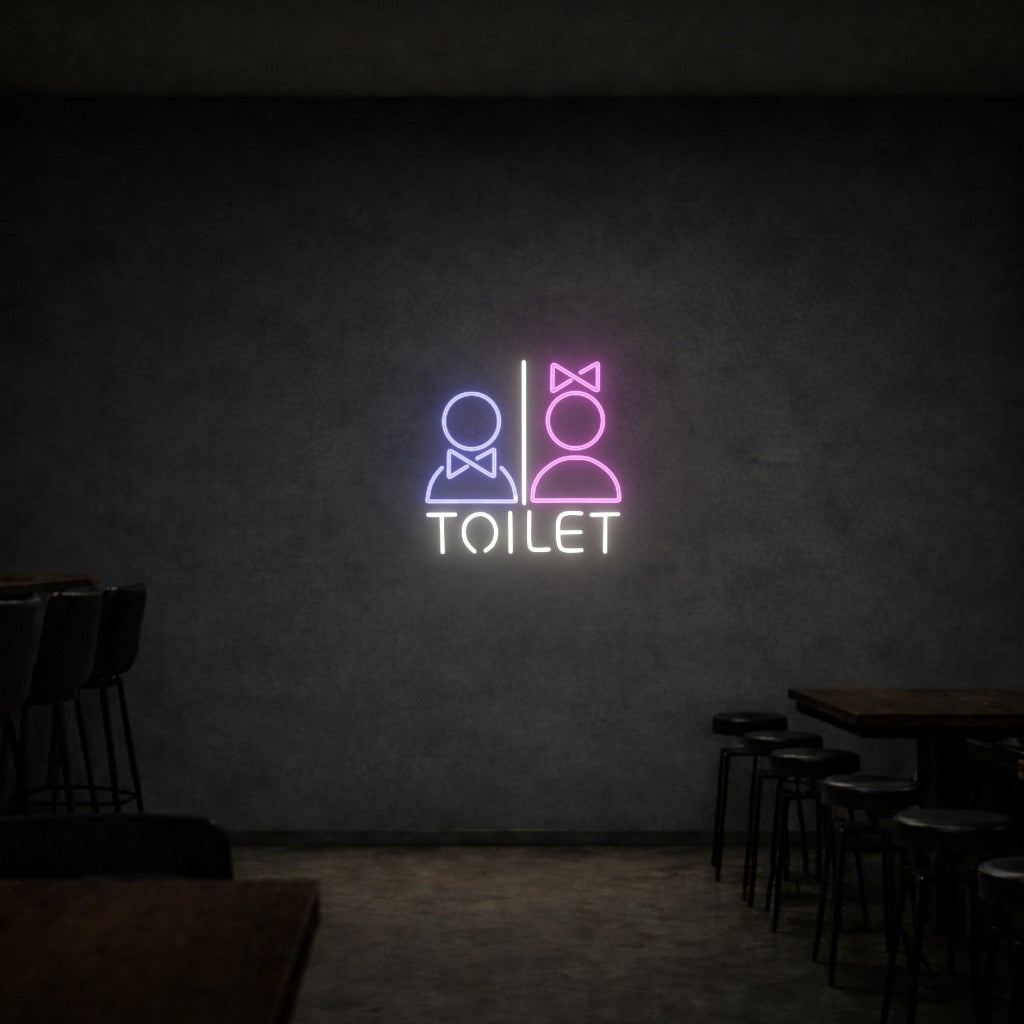 LED neon sign toilet arrow
