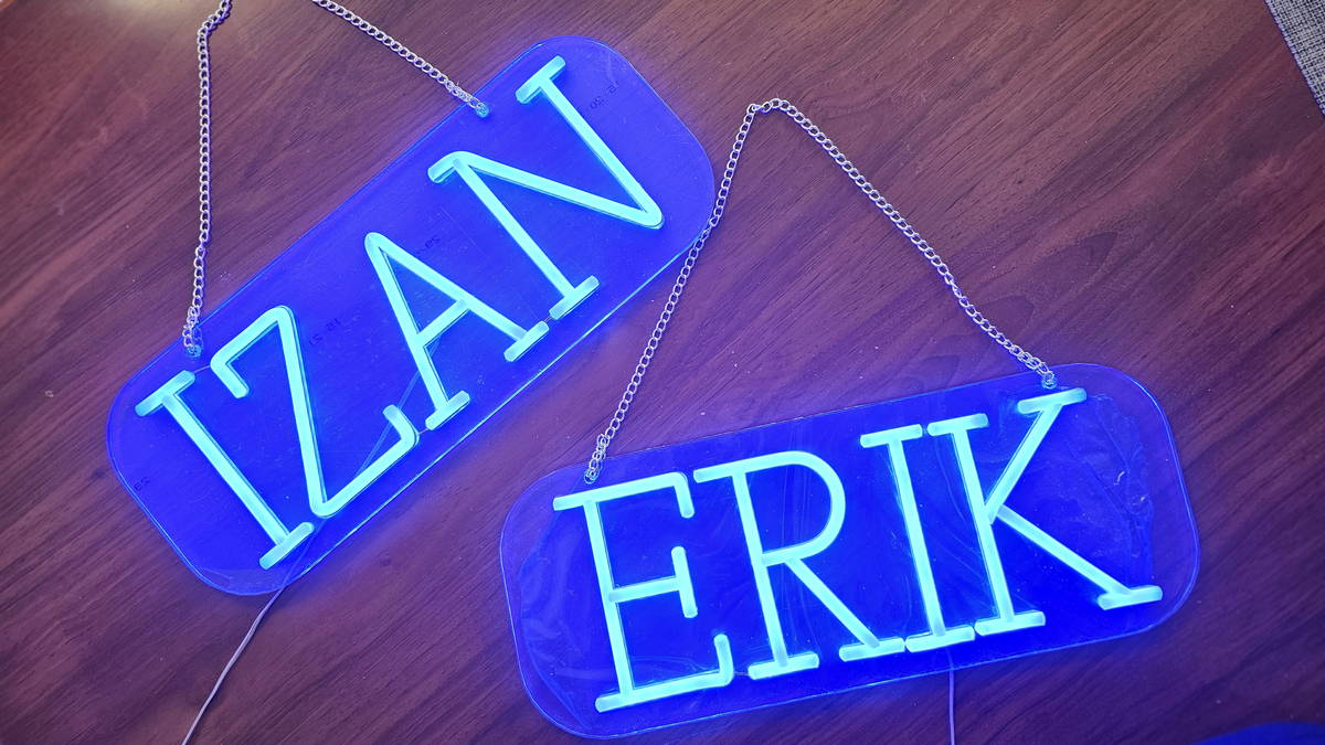 Red neon sign in an interior space