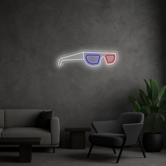 Cartel Neón Gafas 3D