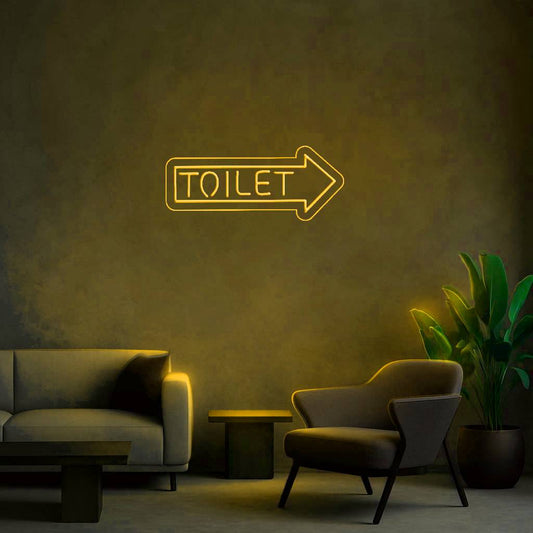 Cartel Neón Toilet Flecha