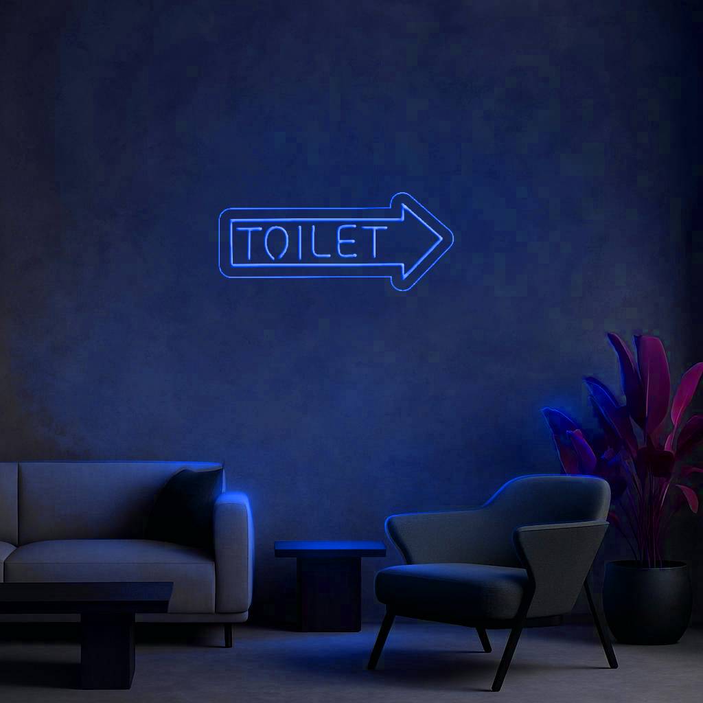 Cartel Neón Toilet Flecha
