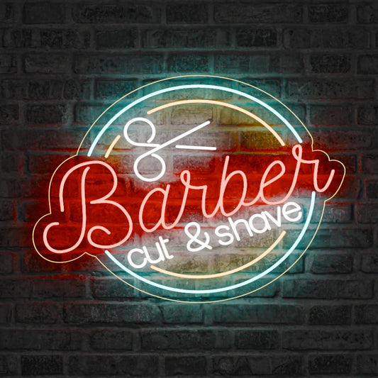 Neón Barbería corte y afeitado - Miniatura