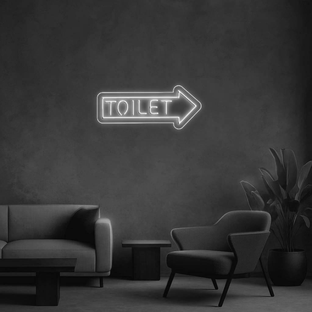 Cartel Neón Toilet Flecha