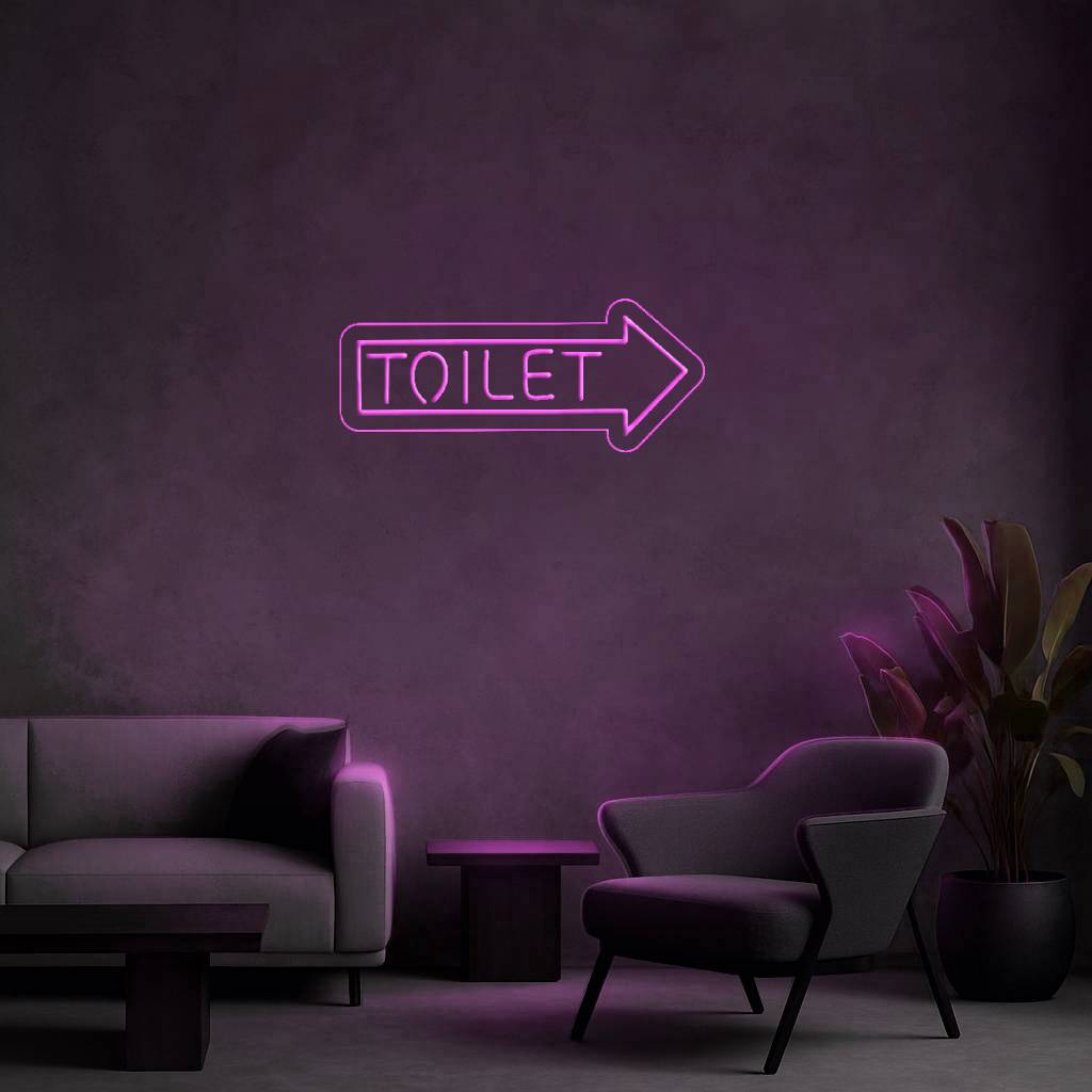 Cartel Neón Toilet Flecha