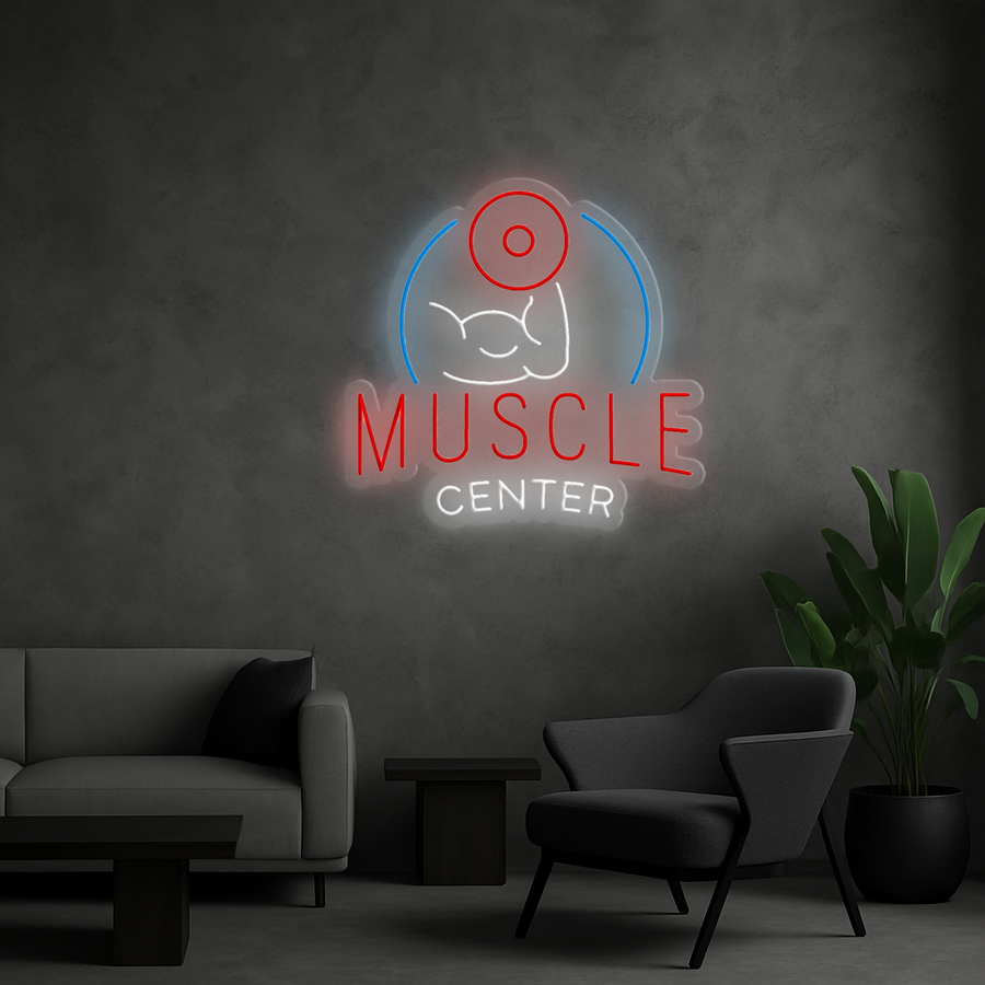 Cartel Neón Muscle Center