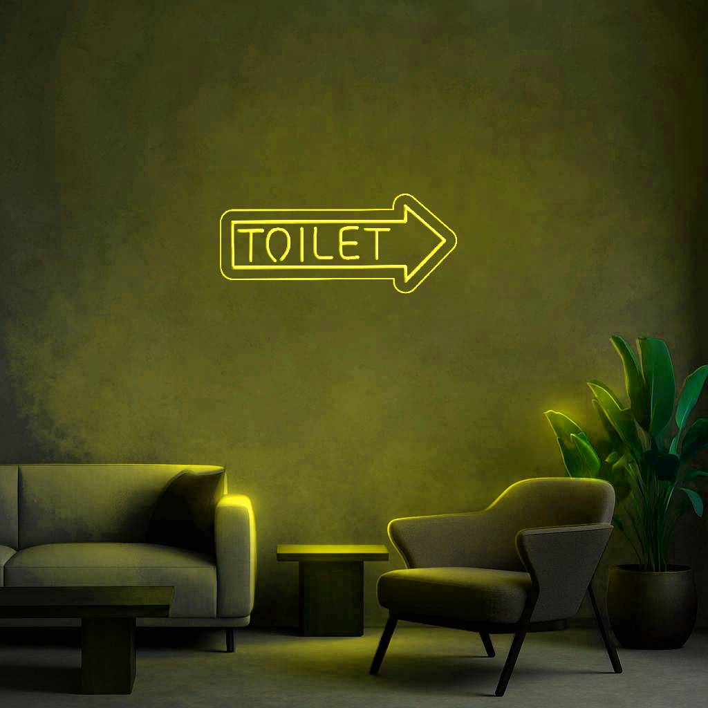 Cartel Neón Toilet Flecha