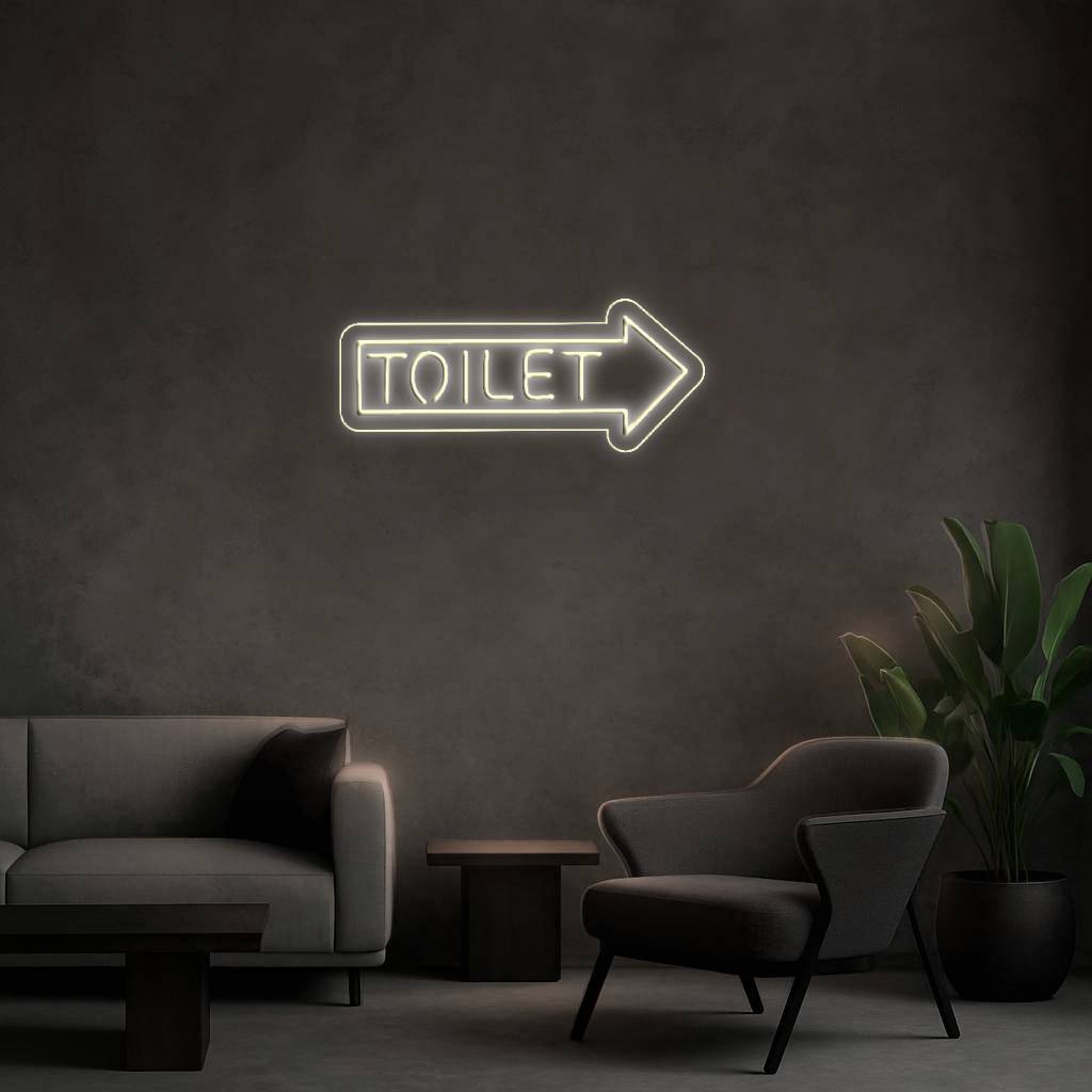 Cartel Neón Toilet Flecha
