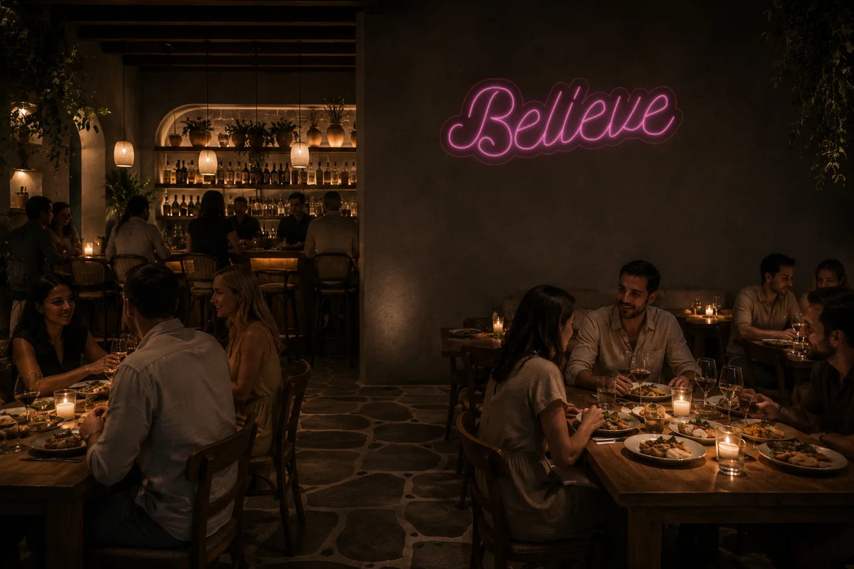 Neón Cree - Believe - restaurant