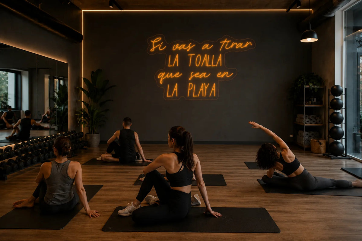 Neón Si vas a tirar la toalla que sea en la playa - si va a tirar la toalla - gimnasio_1