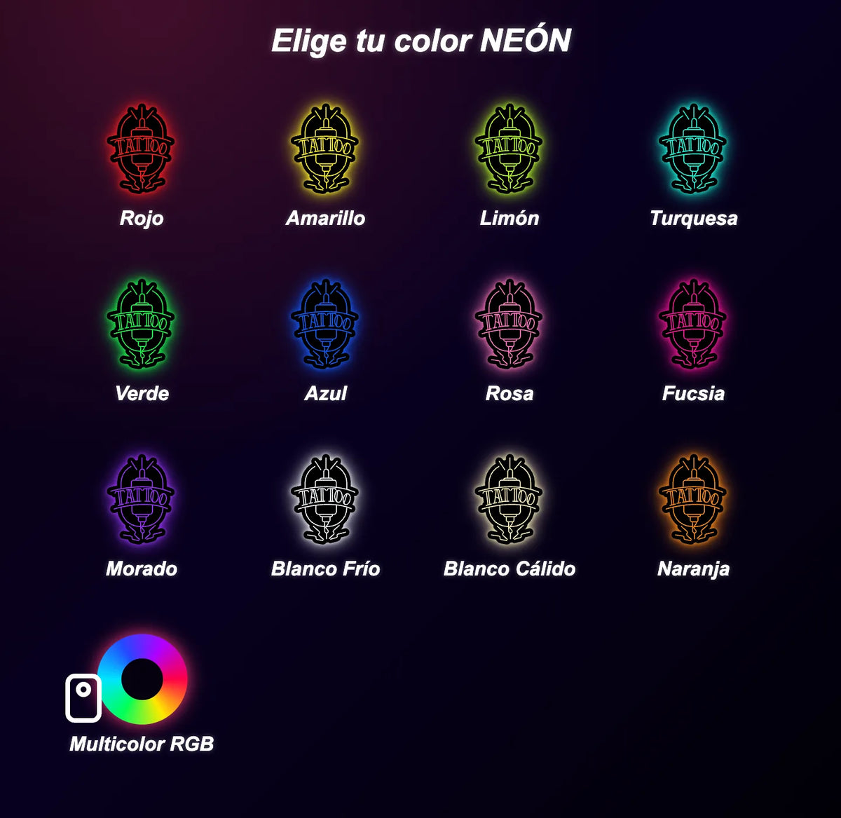 Neón Tatuaje - tattoo - color guide