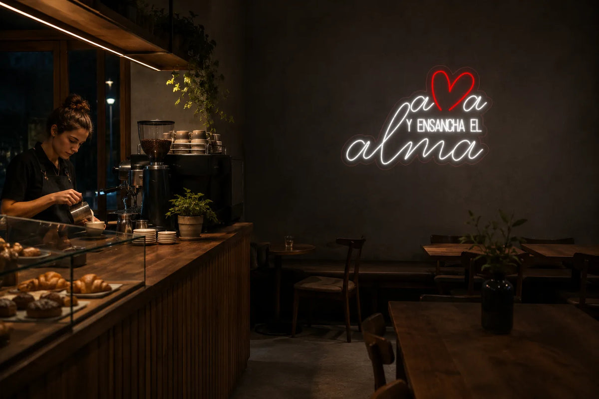Neón Ama y ensancha el alma - ama y ensancha el alma - cafe