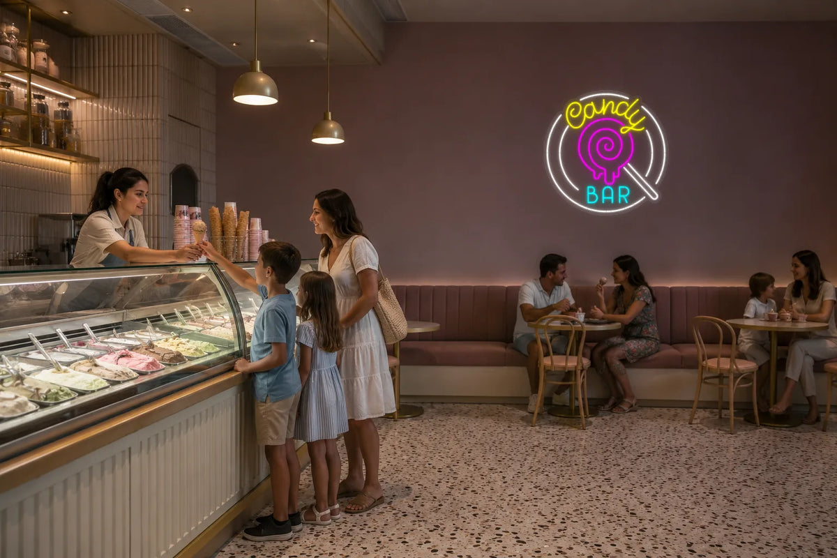 Neón Barra de dulces - candy bar - icecream