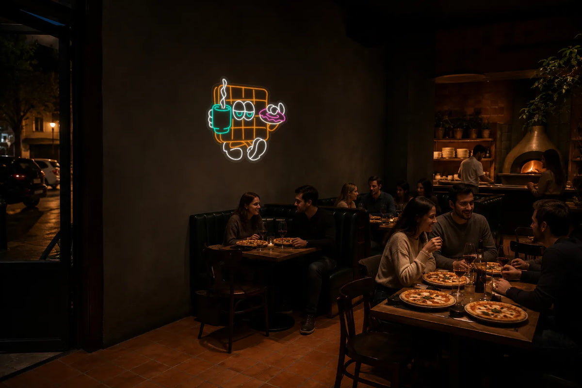Neón Gofre muñeco - Gofre Muneco - pizzeria