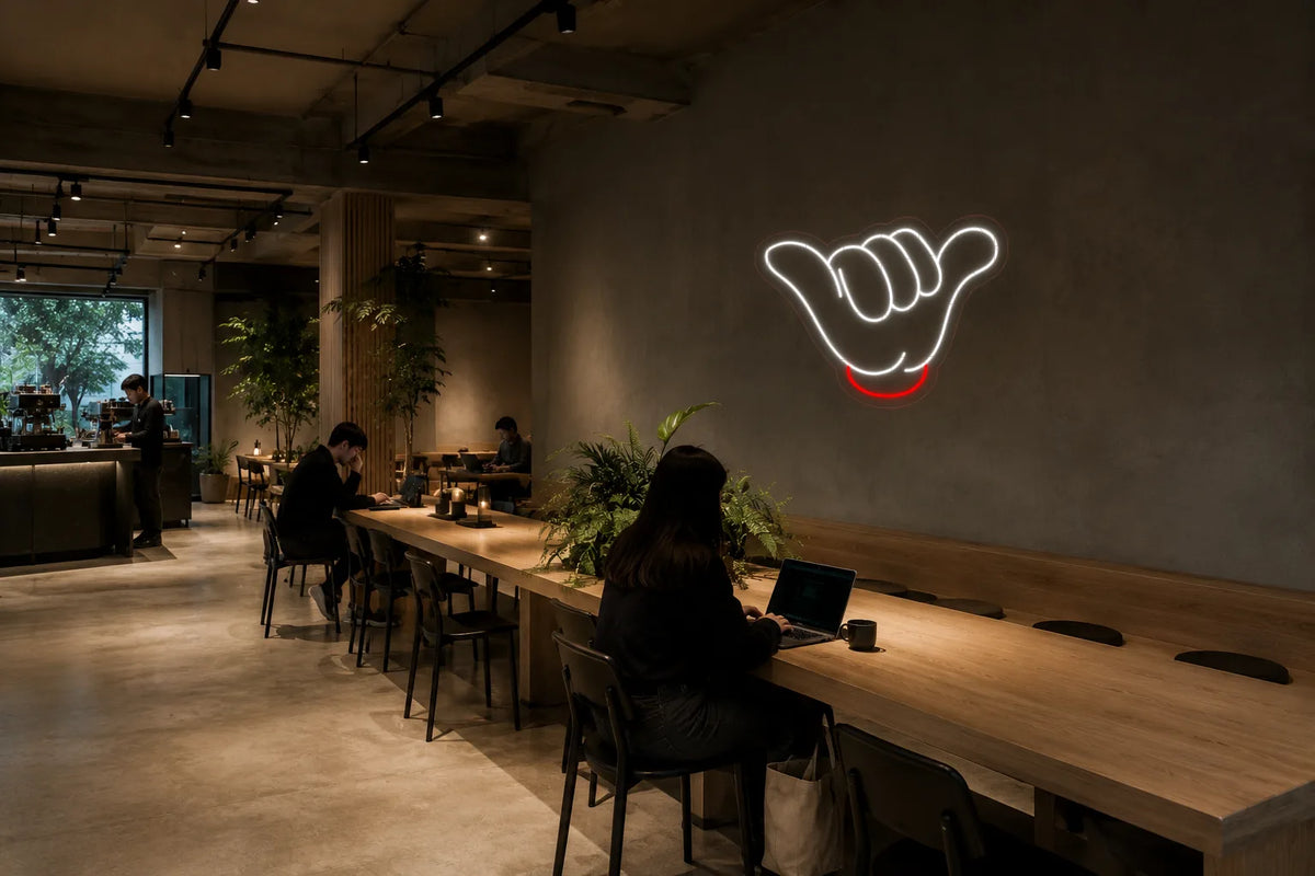 Neón Mano shaka - Shaka - cafe-3