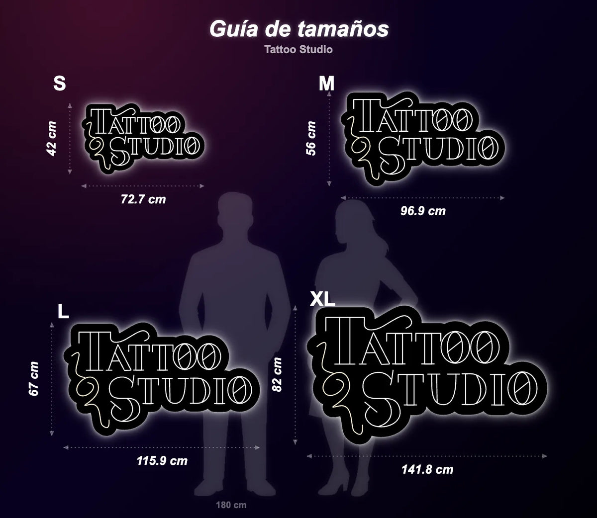 Neón Estudio de tatuaje - Tattoo Studio - size guide
