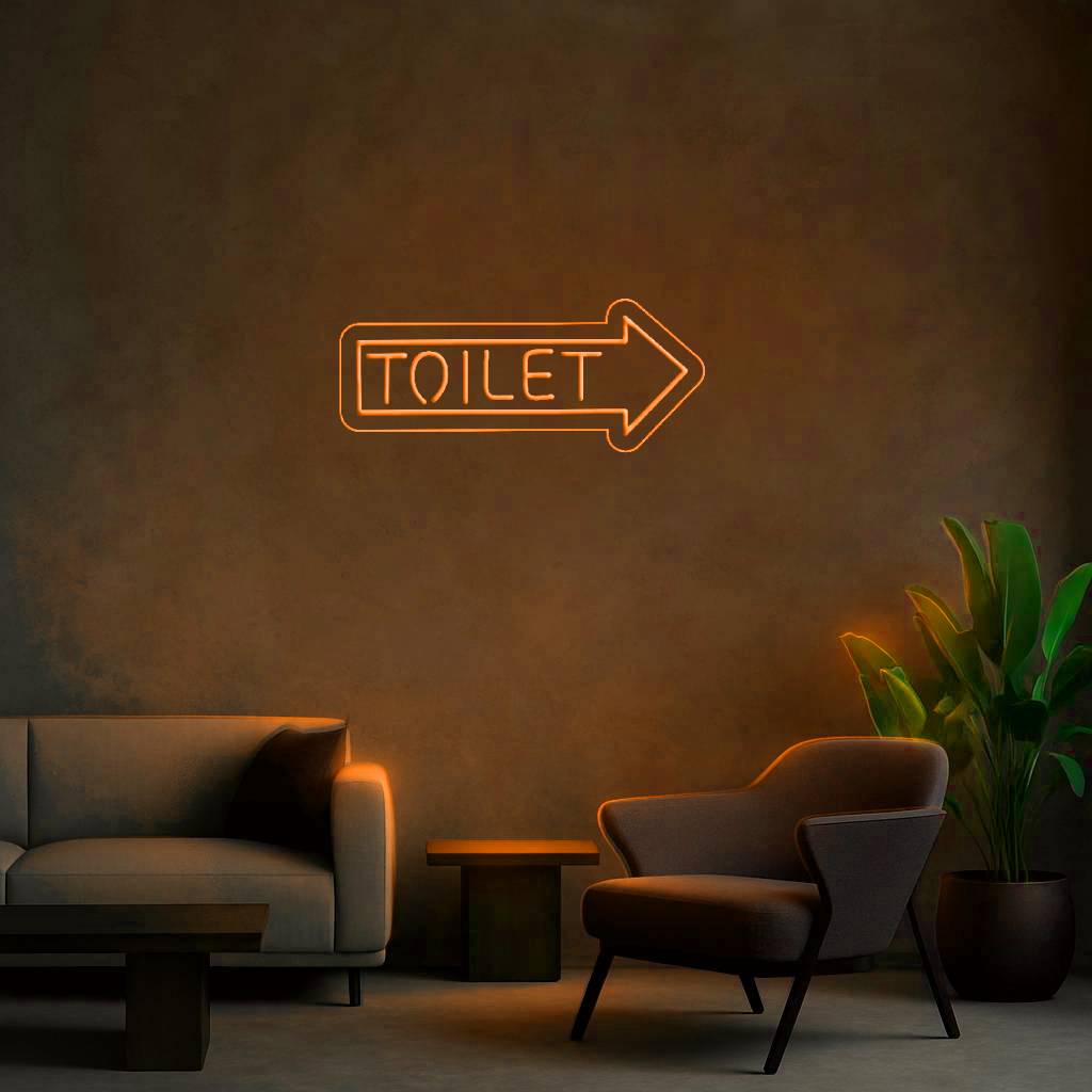 Cartel Neón Toilet Flecha