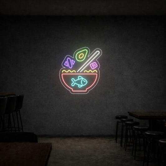 LED neon sign ramen bowl