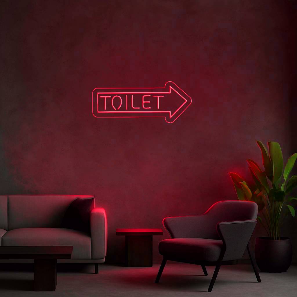 Cartel Neón Toilet Flecha