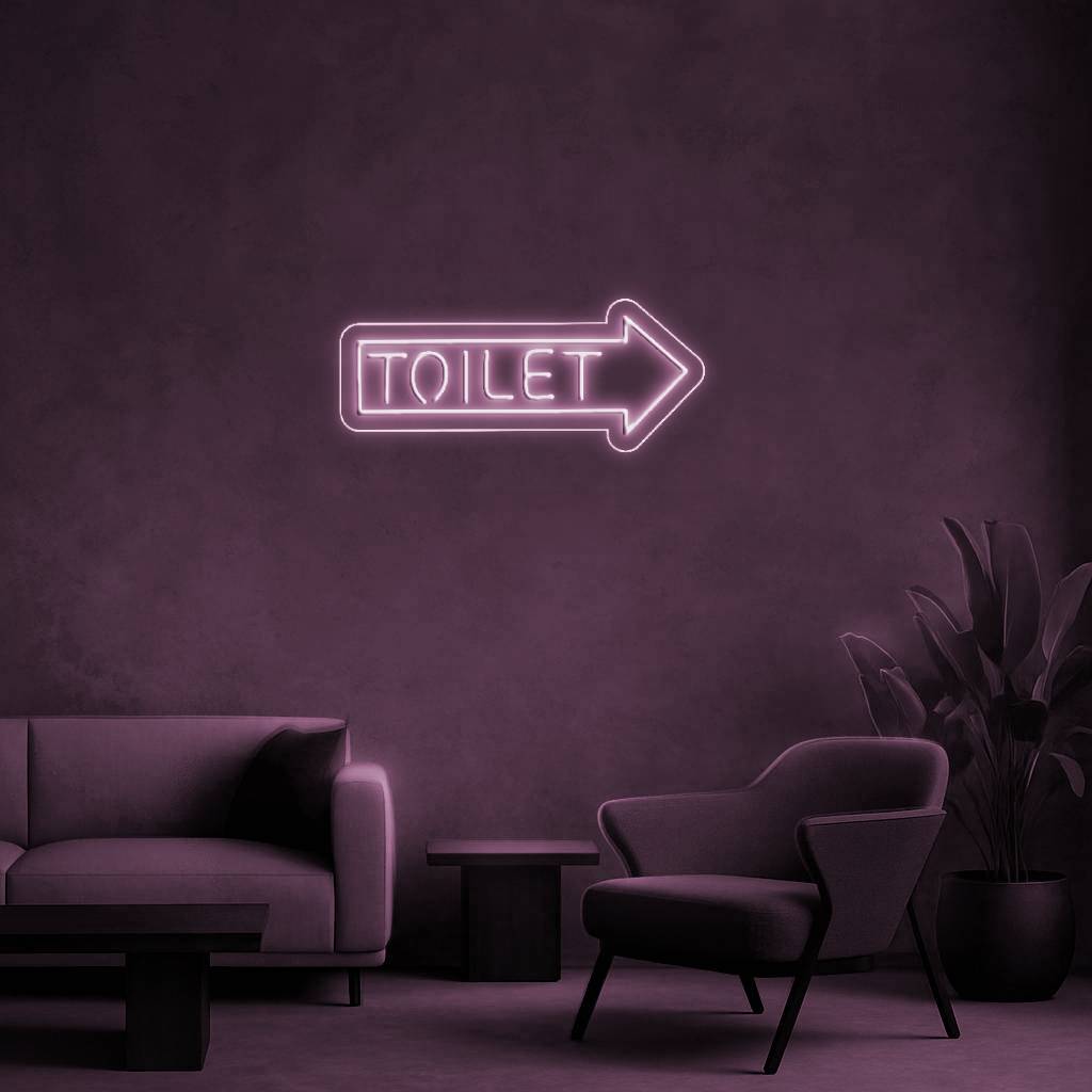Cartel Neón Toilet Flecha