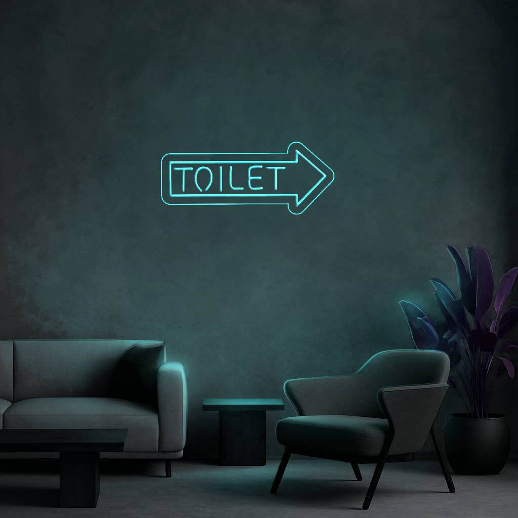 Cartel Neón Toilet Flecha