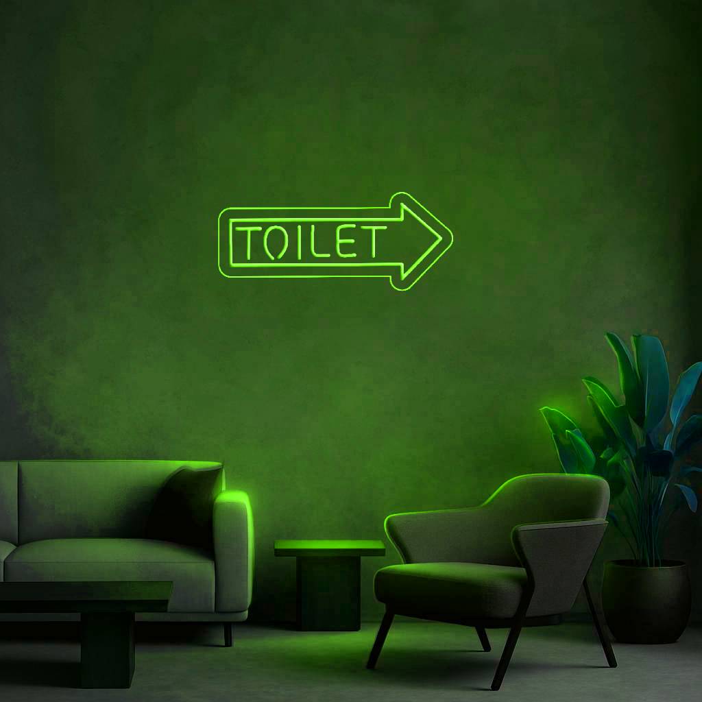 Cartel Neón Toilet Flecha