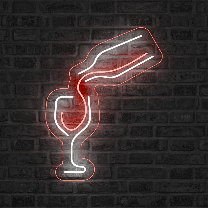 Neón Copa de vino sirviéndose - Miniatura