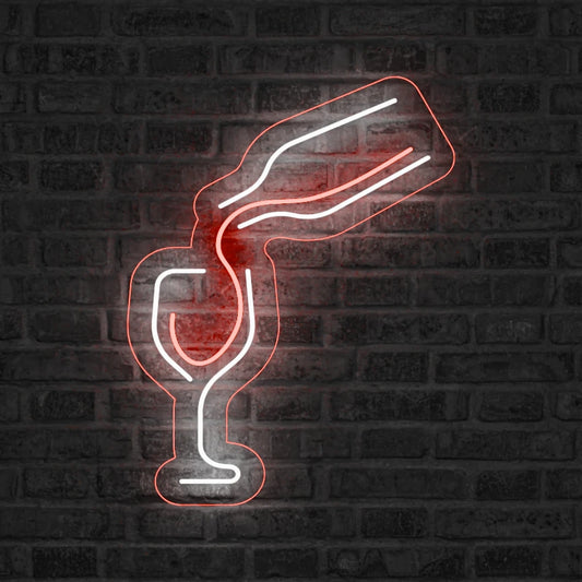 Neón Copa de vino sirviéndose - Miniatura